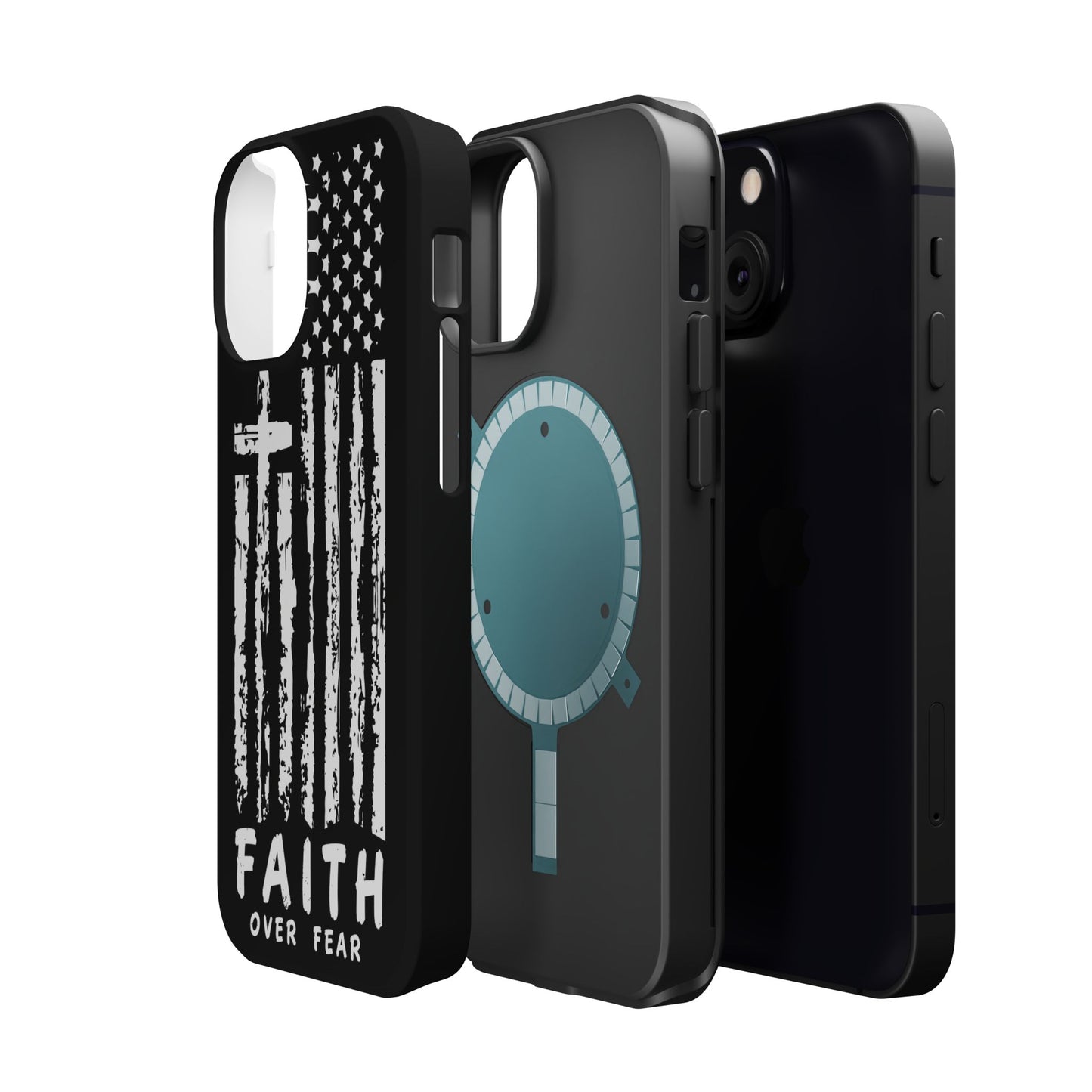 iPhone Tough Case - Faith Over Fear American Flag Cross MagSafe Cover
