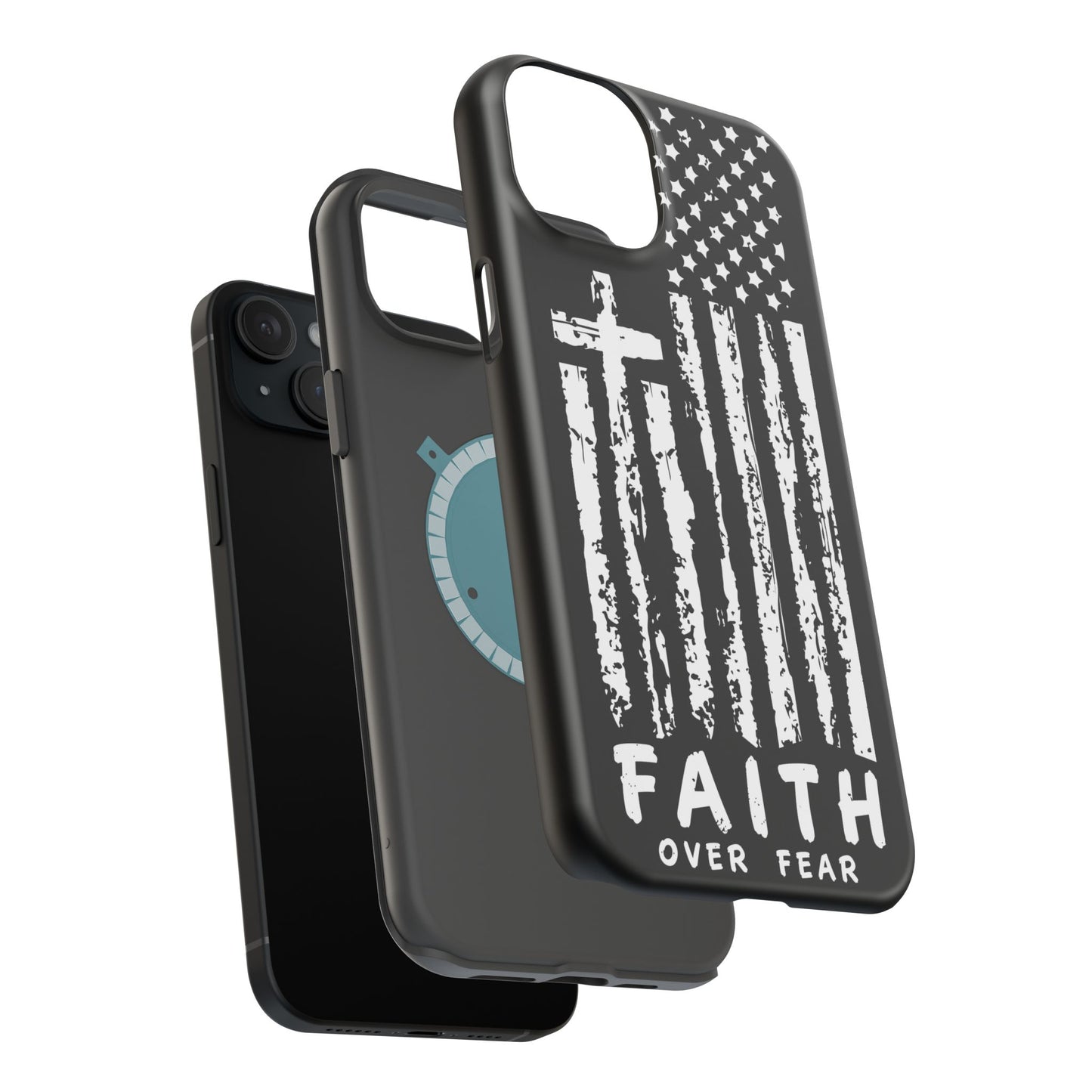 iPhone Tough Case - Faith Over Fear American Flag Cross MagSafe Cover