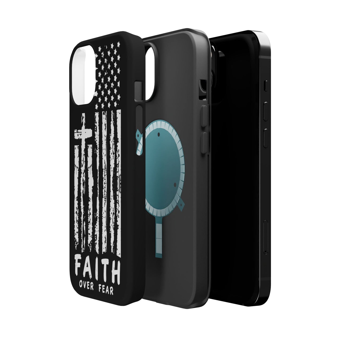 iPhone Tough Case - Faith Over Fear American Flag Cross MagSafe Cover