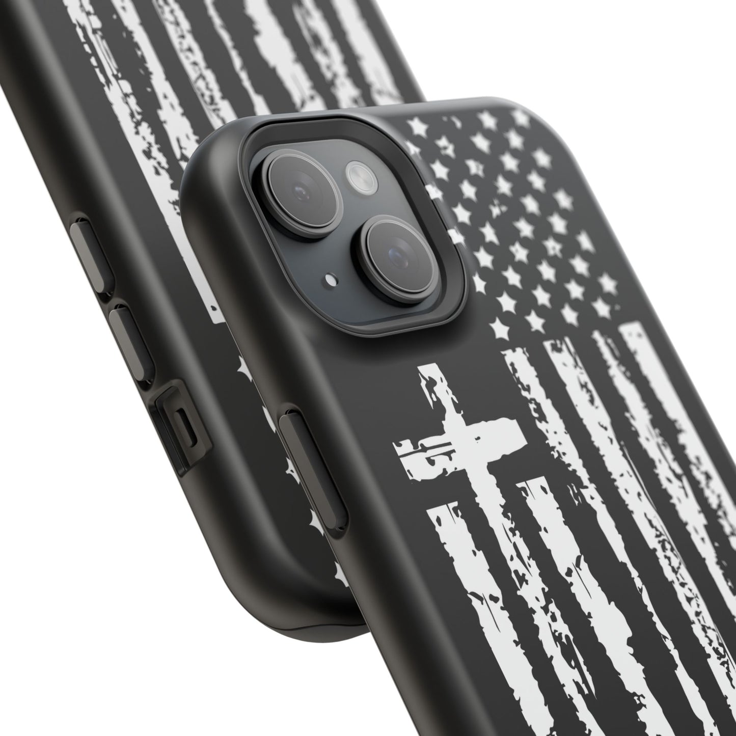 iPhone Tough Case - Faith Over Fear American Flag Cross MagSafe Cover