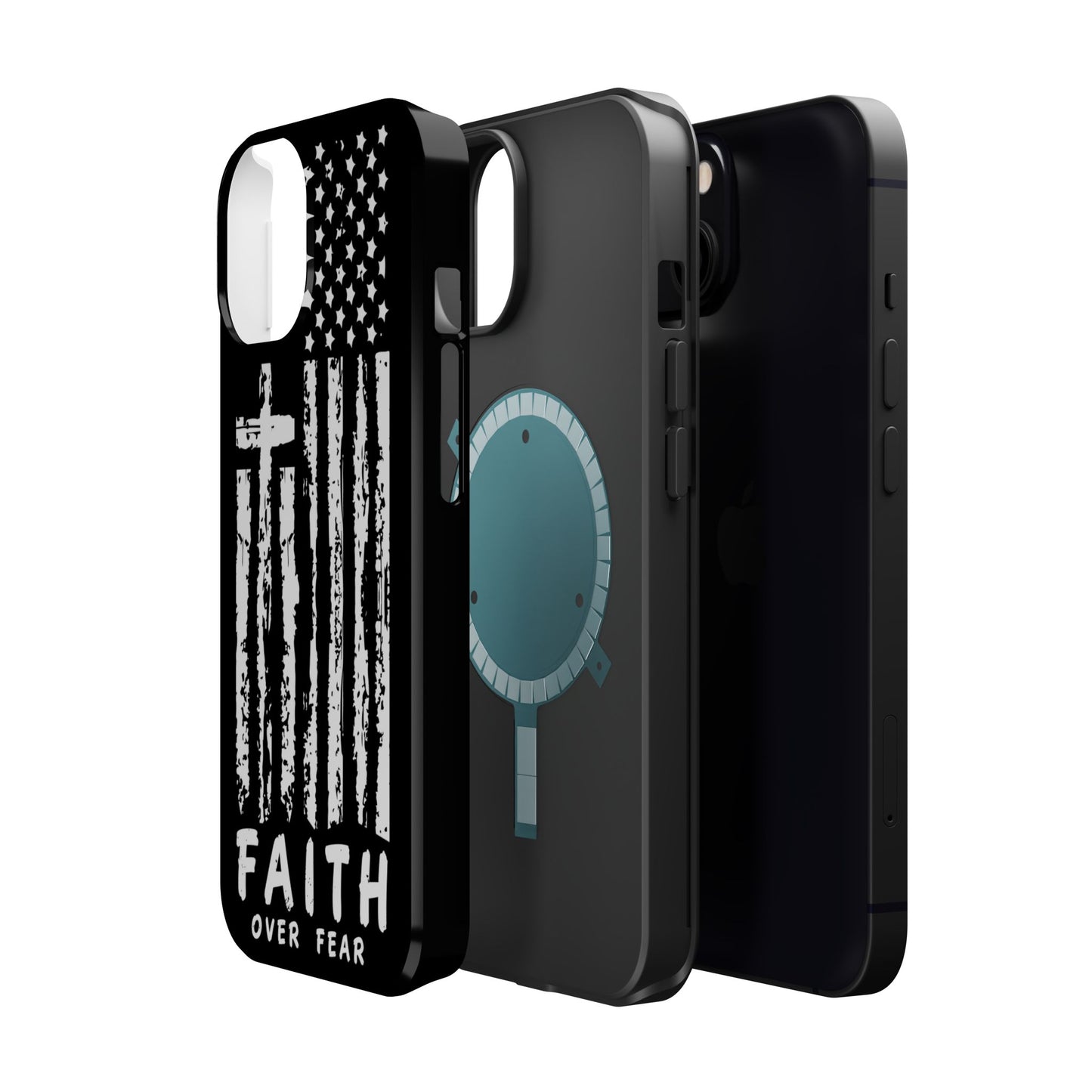 iPhone Tough Case - Faith Over Fear American Flag Cross MagSafe Cover