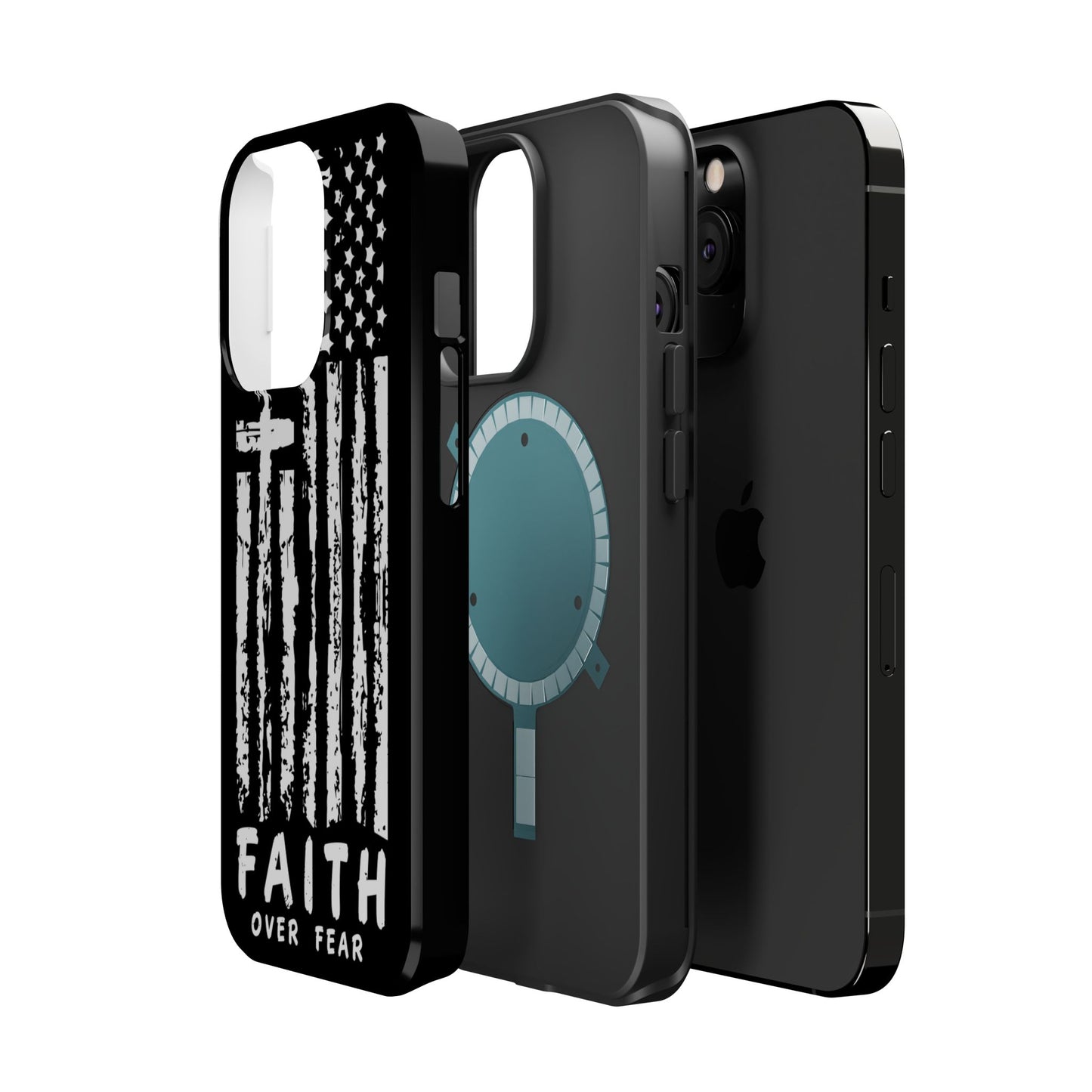 iPhone Tough Case - Faith Over Fear American Flag Cross MagSafe Cover