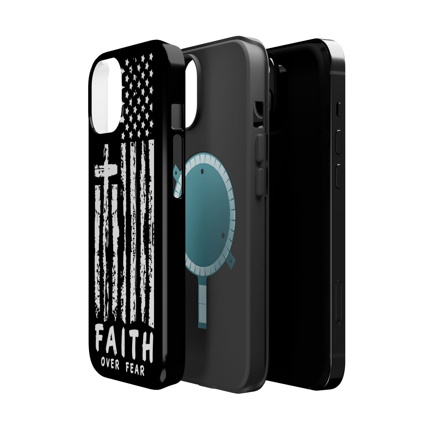 iPhone Tough Case - Faith Over Fear American Flag Cross MagSafe Cover