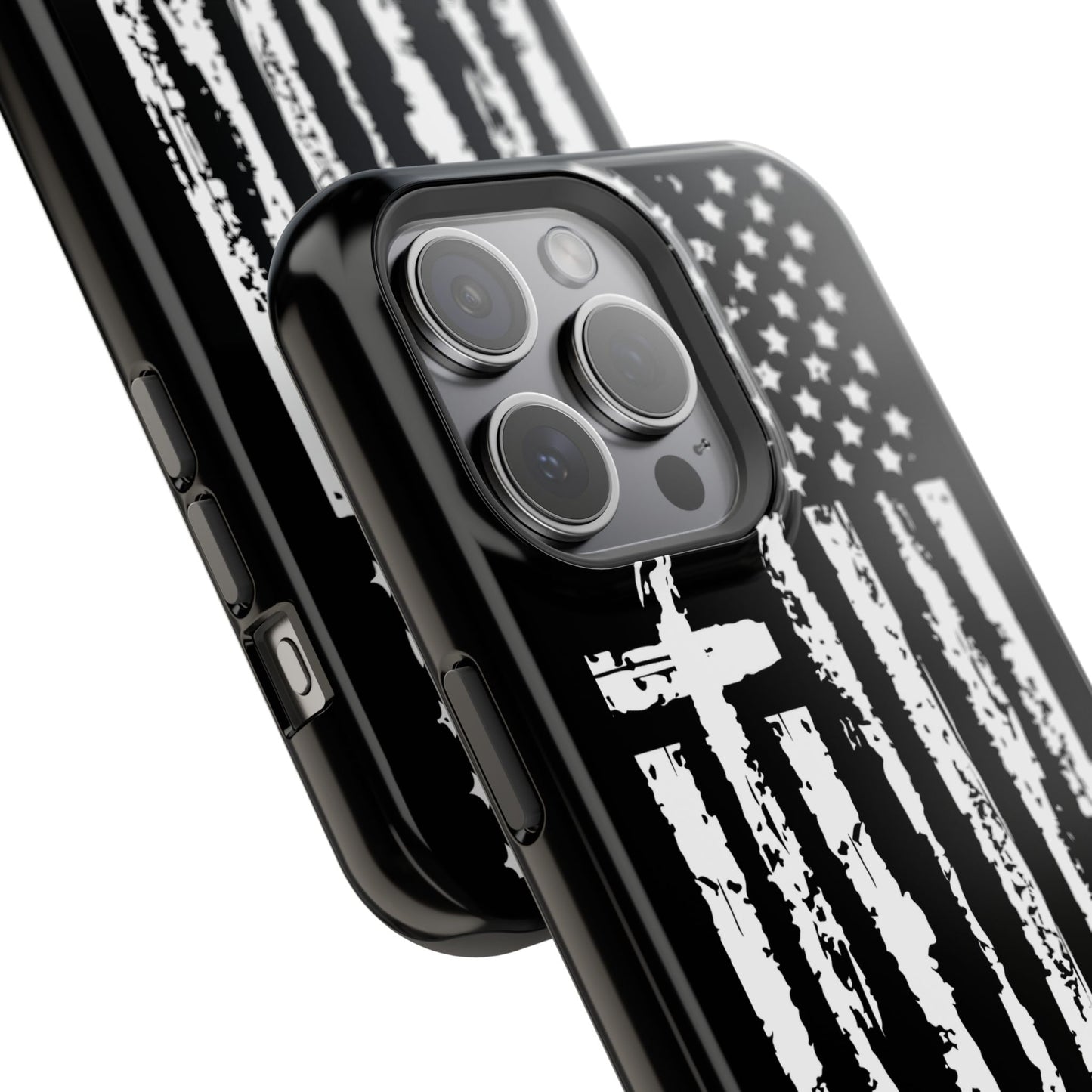 iPhone Tough Case - Faith Over Fear American Flag Cross MagSafe Cover