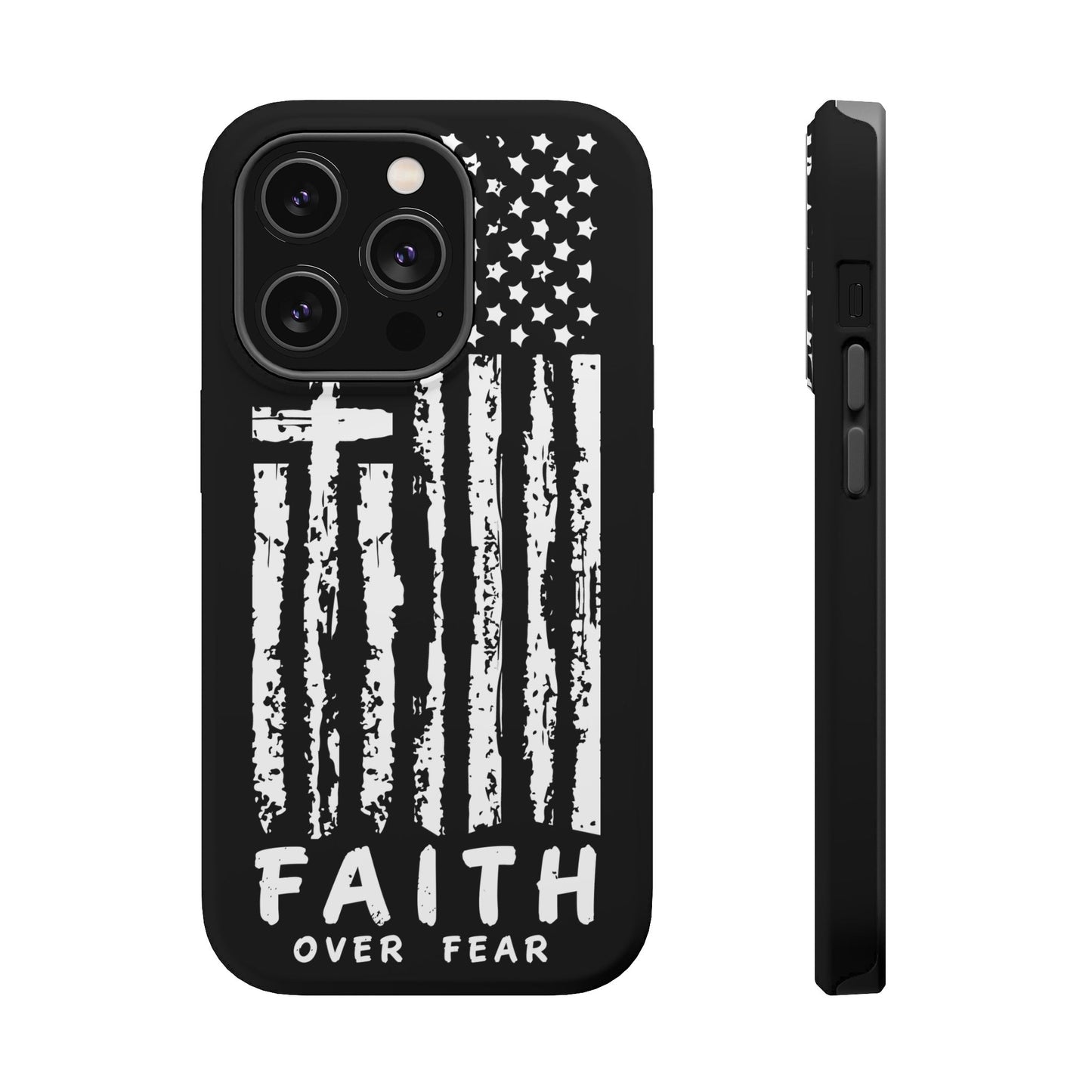 iPhone Tough Case - Faith Over Fear American Flag Cross MagSafe Cover