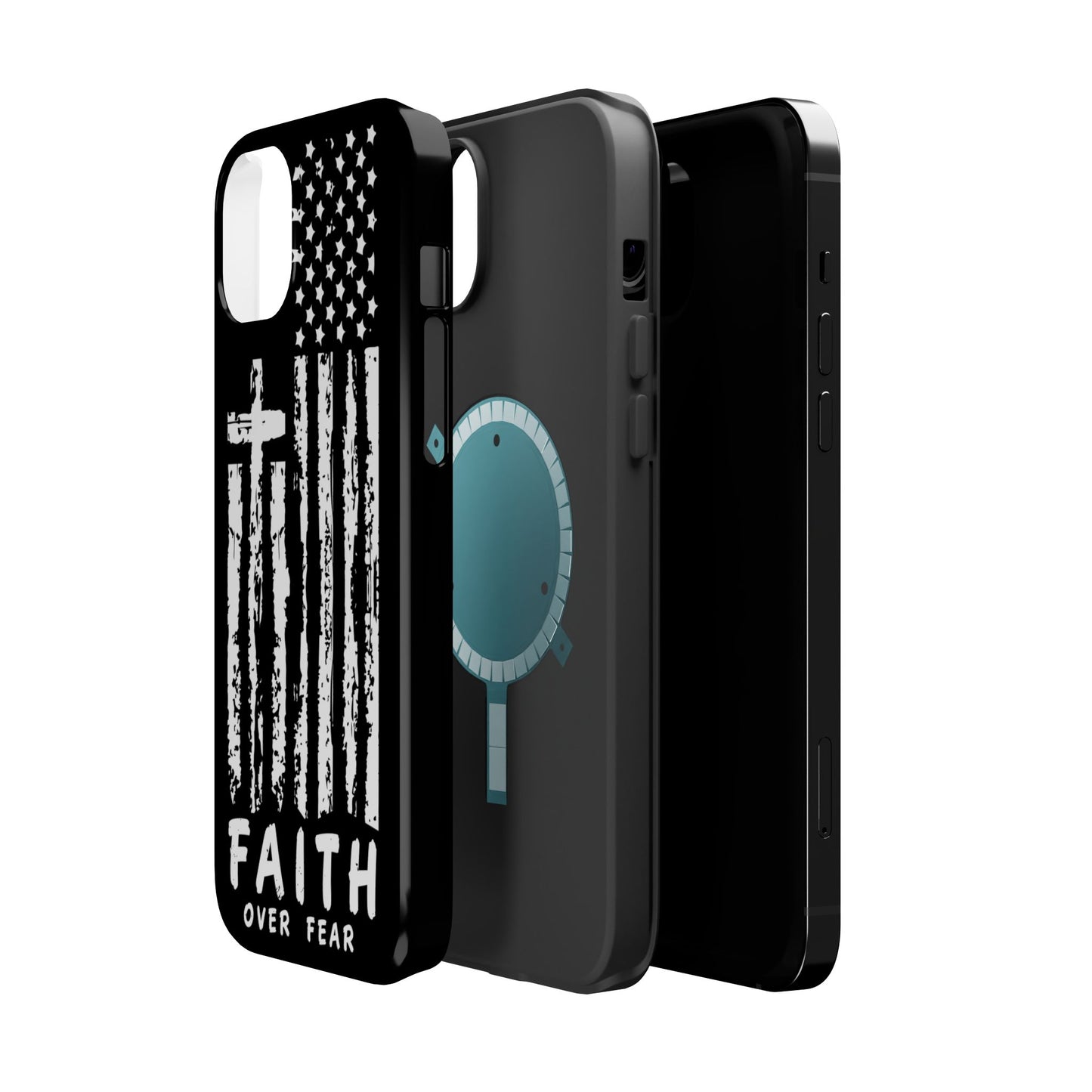 iPhone Tough Case - Faith Over Fear American Flag Cross MagSafe Cover