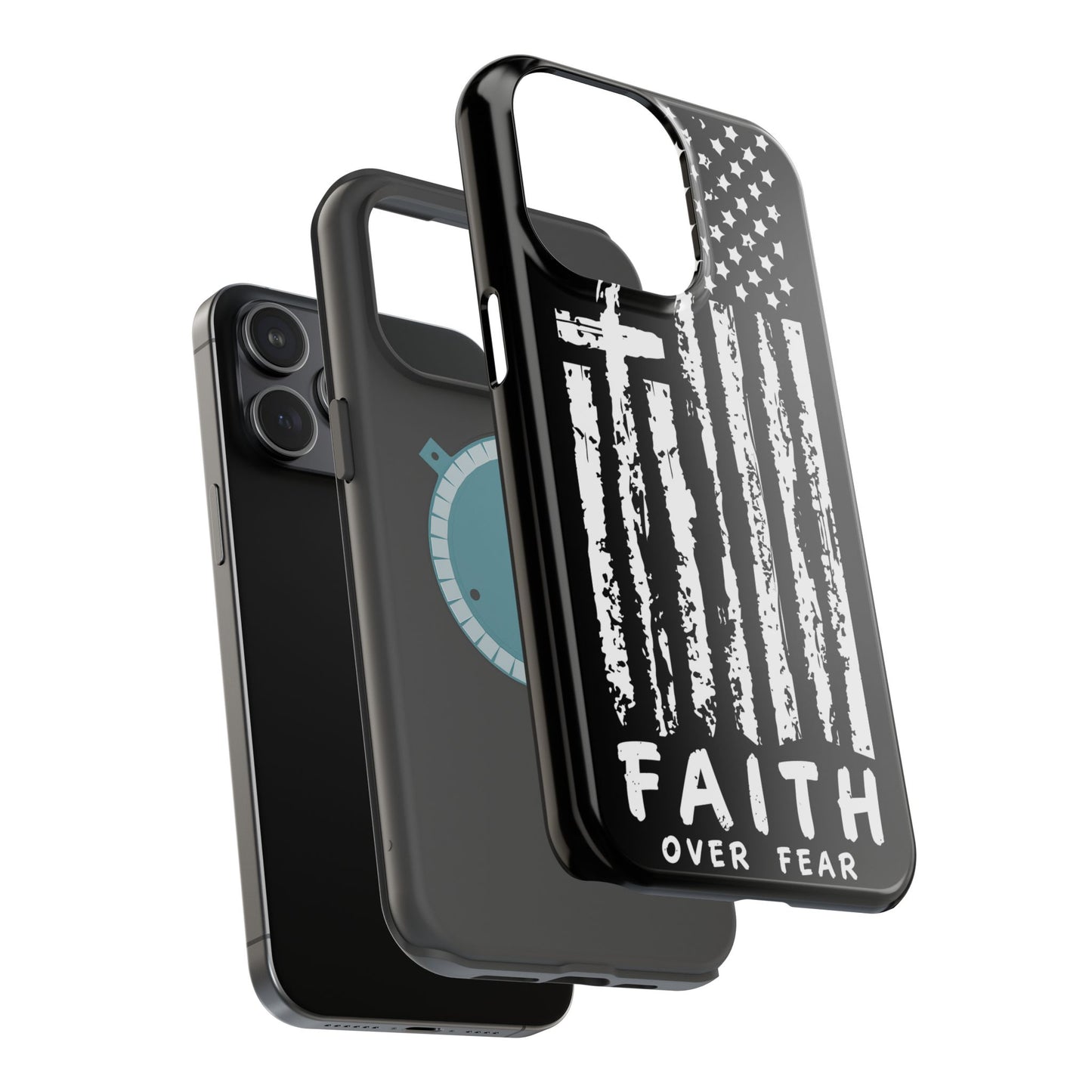 iPhone Tough Case - Faith Over Fear American Flag Cross MagSafe Cover