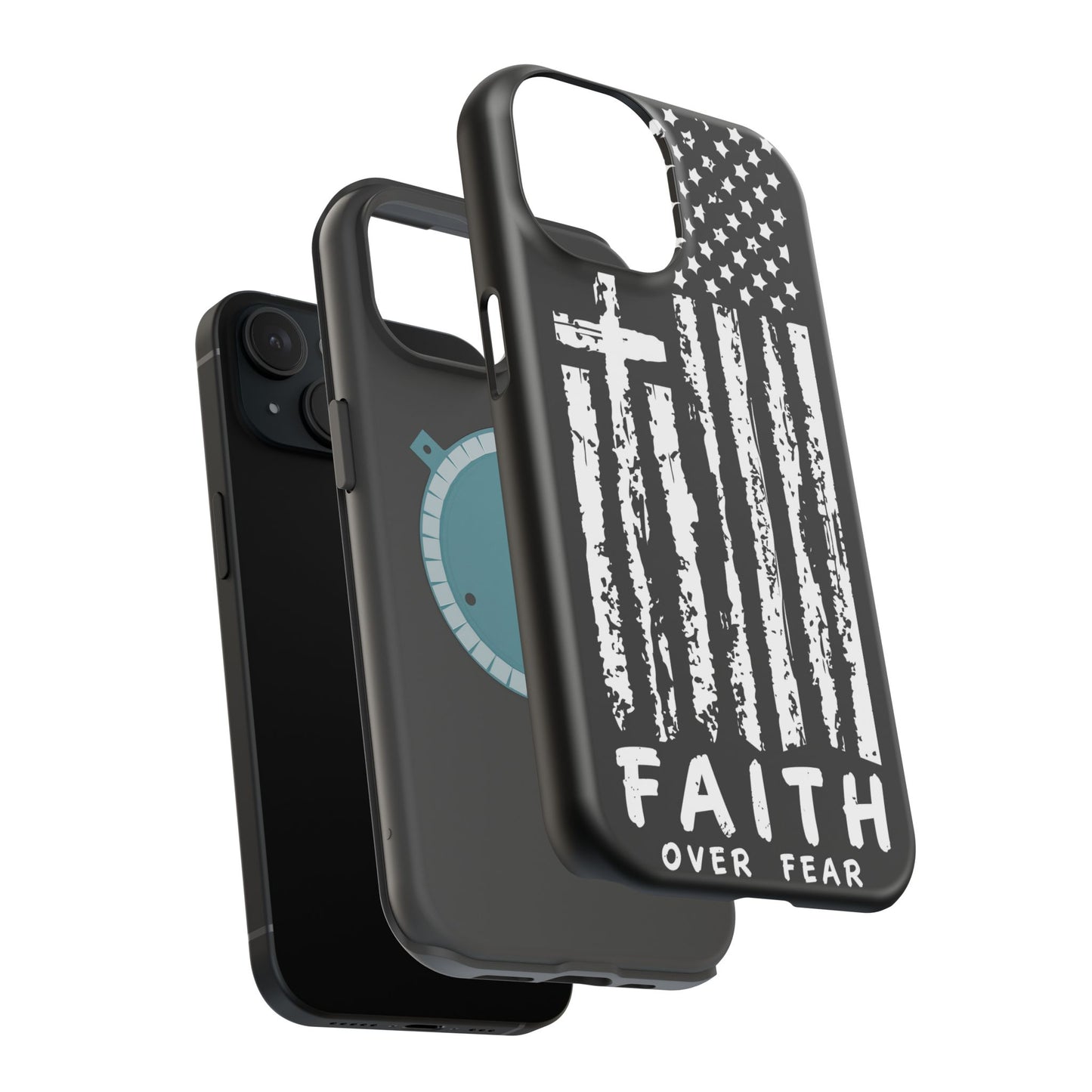iPhone Tough Case - Faith Over Fear American Flag Cross MagSafe Cover