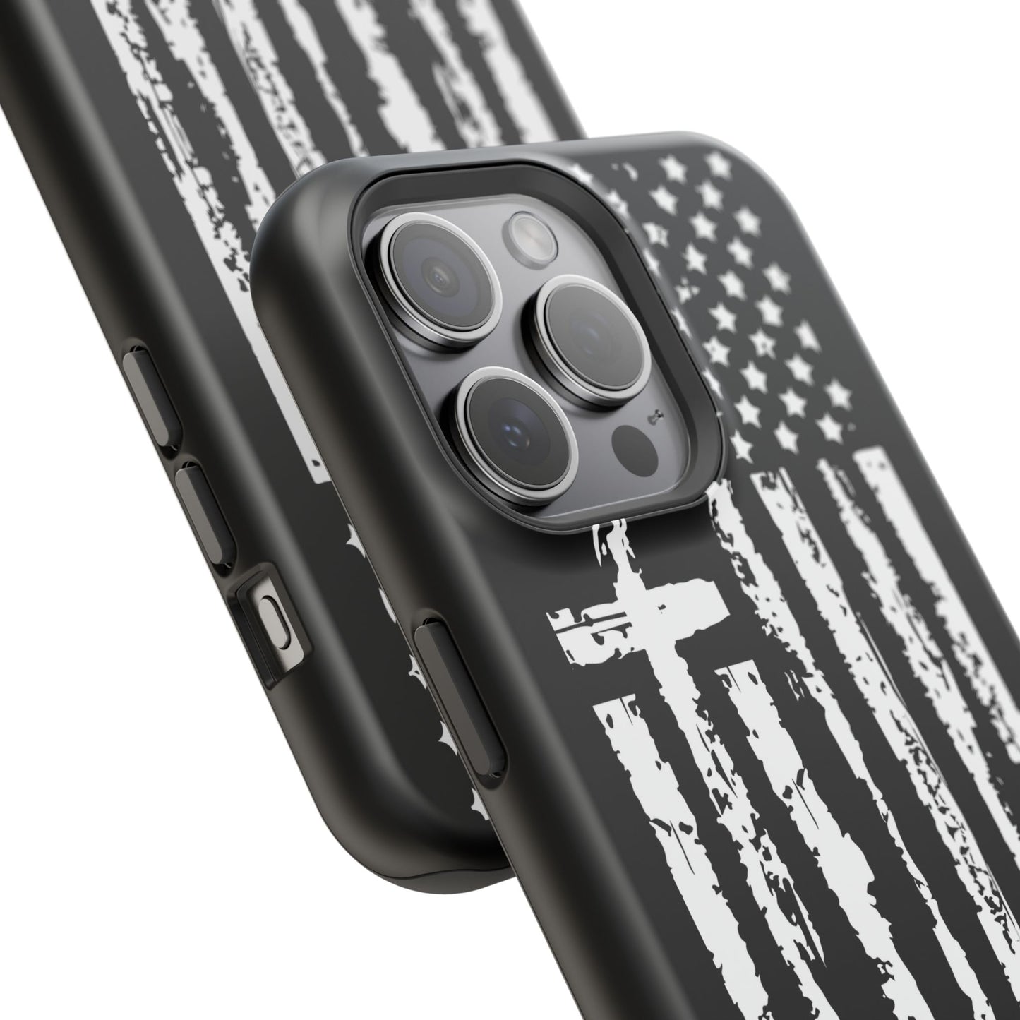 iPhone Tough Case - Faith Over Fear American Flag Cross MagSafe Cover