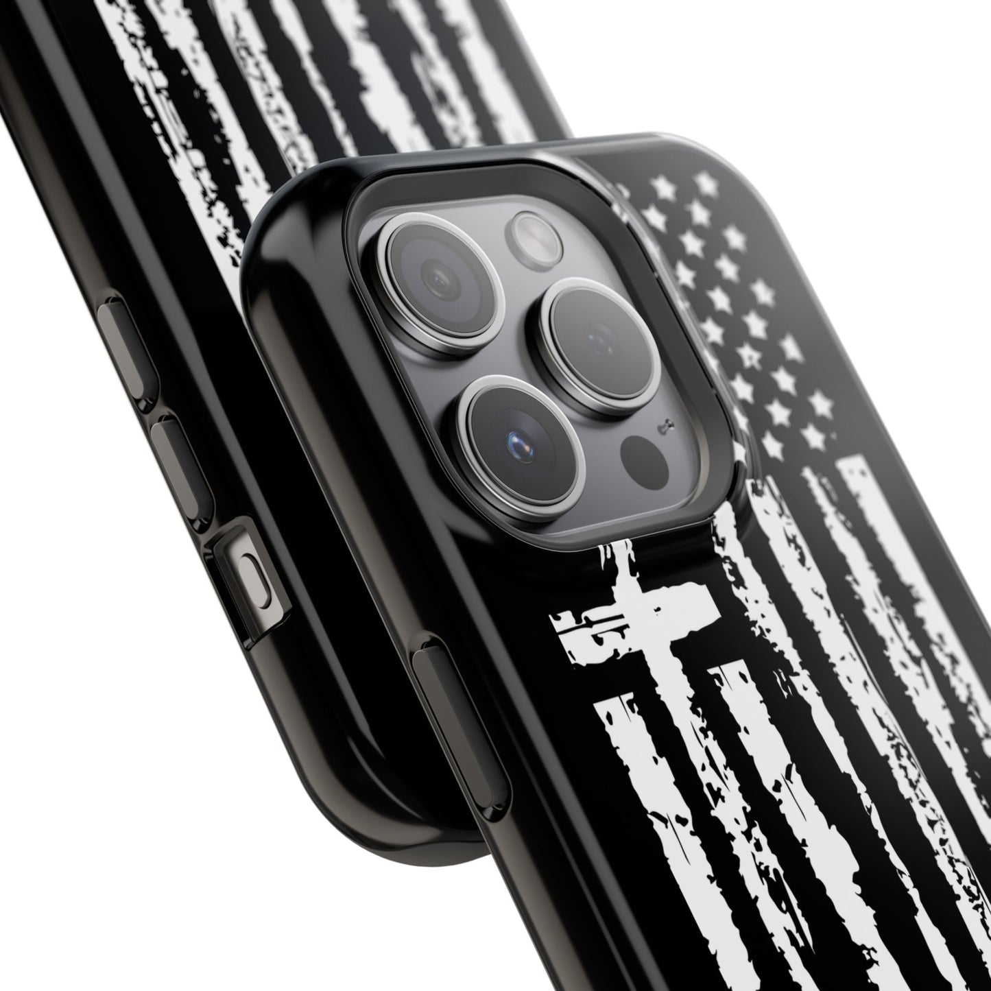 iPhone Tough Case - Faith Over Fear American Flag Cross MagSafe Cover