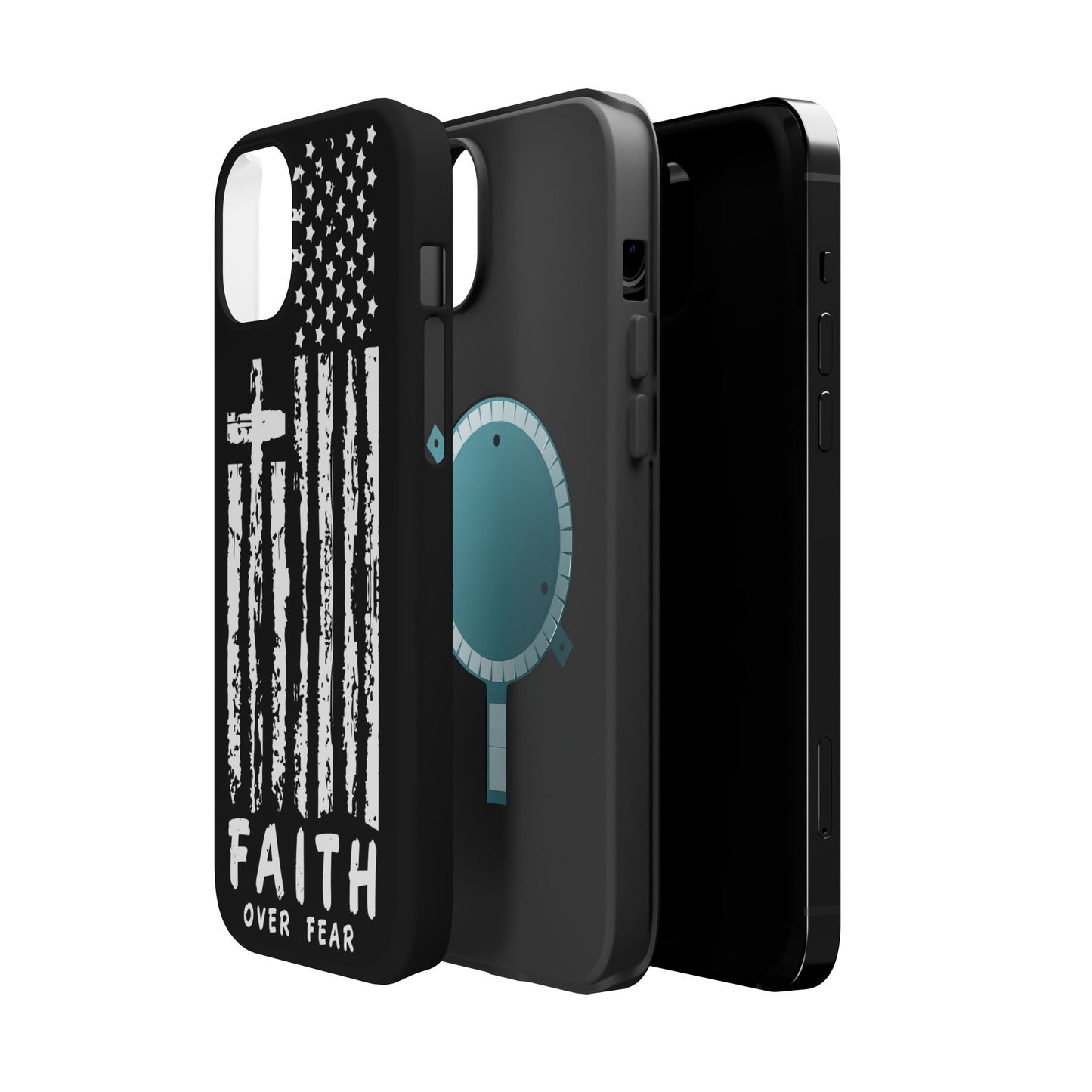 iPhone Tough Case - Faith Over Fear American Flag Cross MagSafe Cover