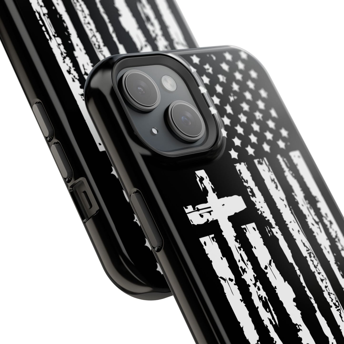 iPhone Tough Case - Faith Over Fear American Flag Cross MagSafe Cover