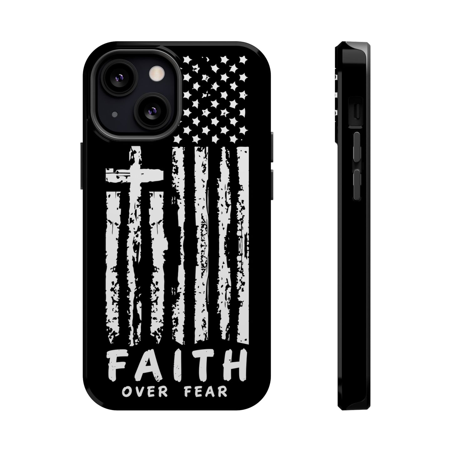 iPhone Tough Case - Faith Over Fear American Flag Cross MagSafe Cover