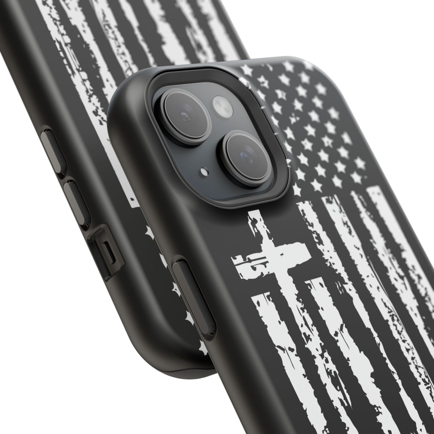 iPhone Tough Case - Faith Over Fear American Flag Cross MagSafe Cover