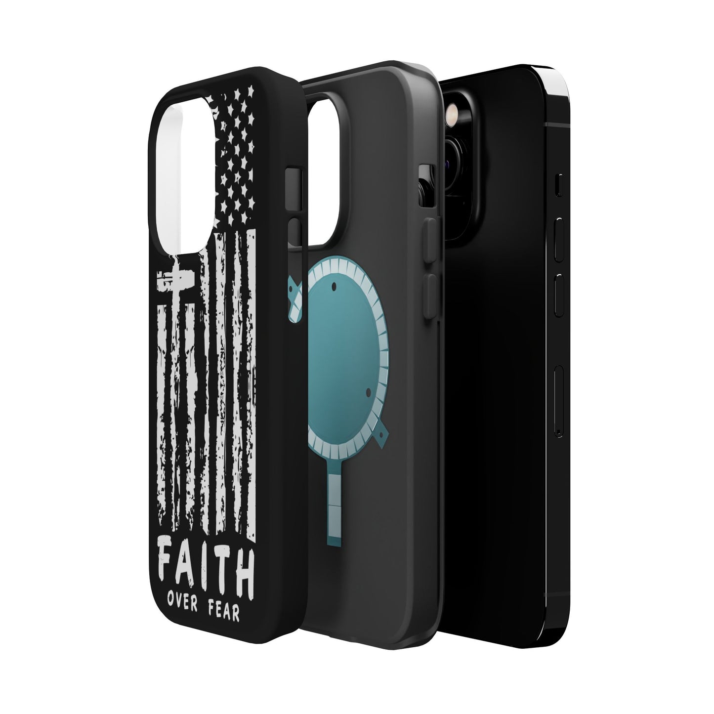 iPhone Tough Case - Faith Over Fear American Flag Cross MagSafe Cover
