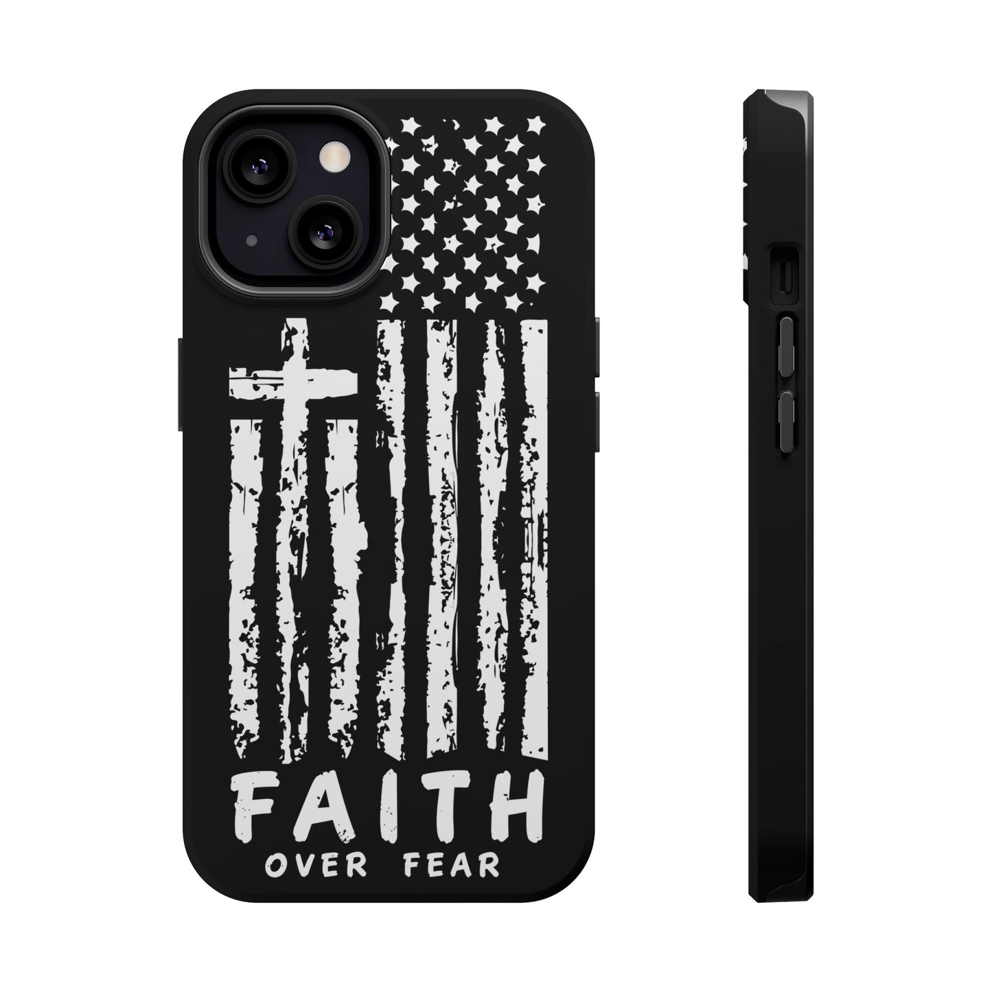 iPhone Tough Case - Faith Over Fear American Flag Cross MagSafe Cover
