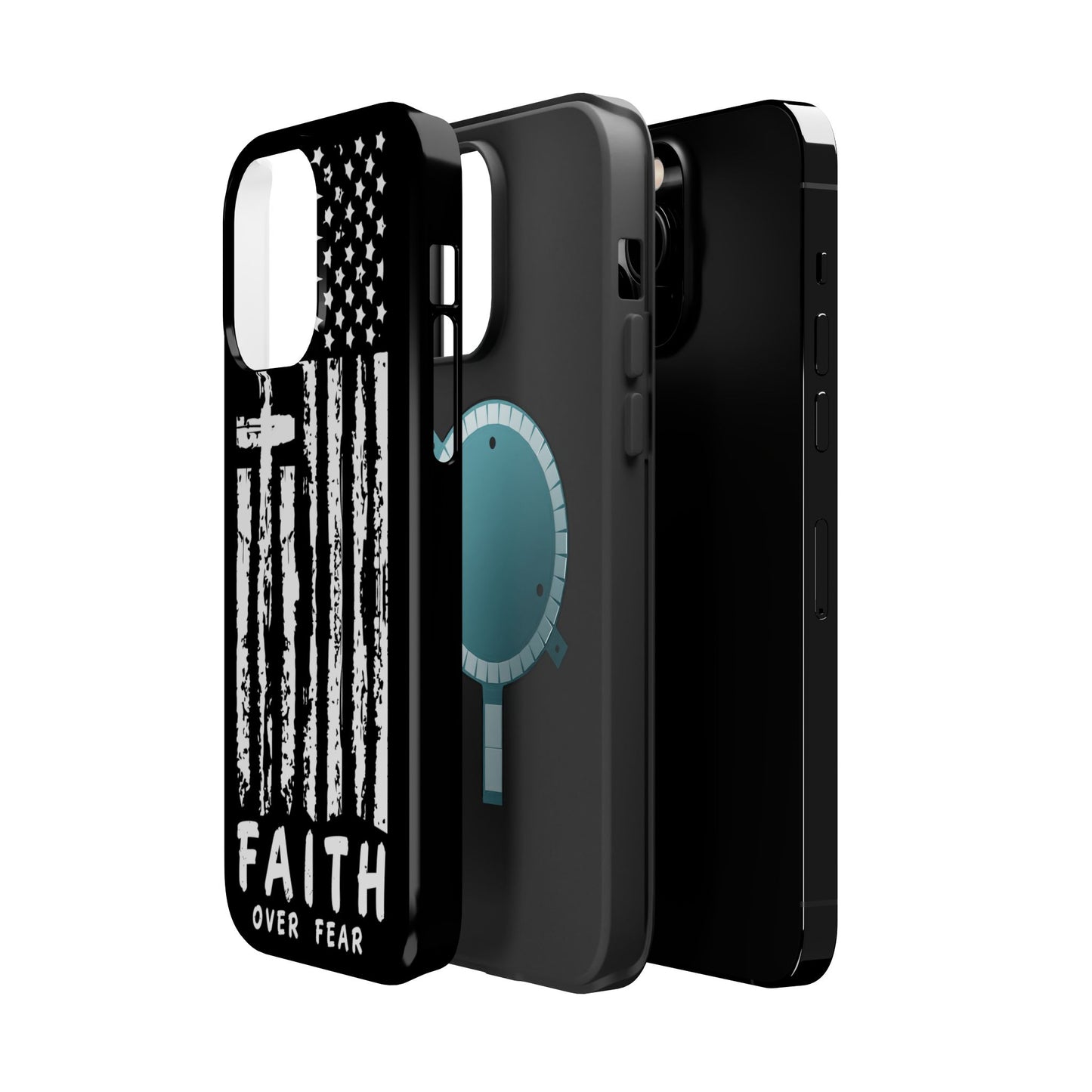 iPhone Tough Case - Faith Over Fear American Flag Cross MagSafe Cover