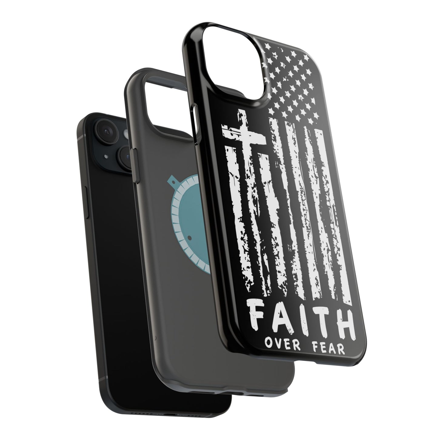 iPhone Tough Case - Faith Over Fear American Flag Cross MagSafe Cover
