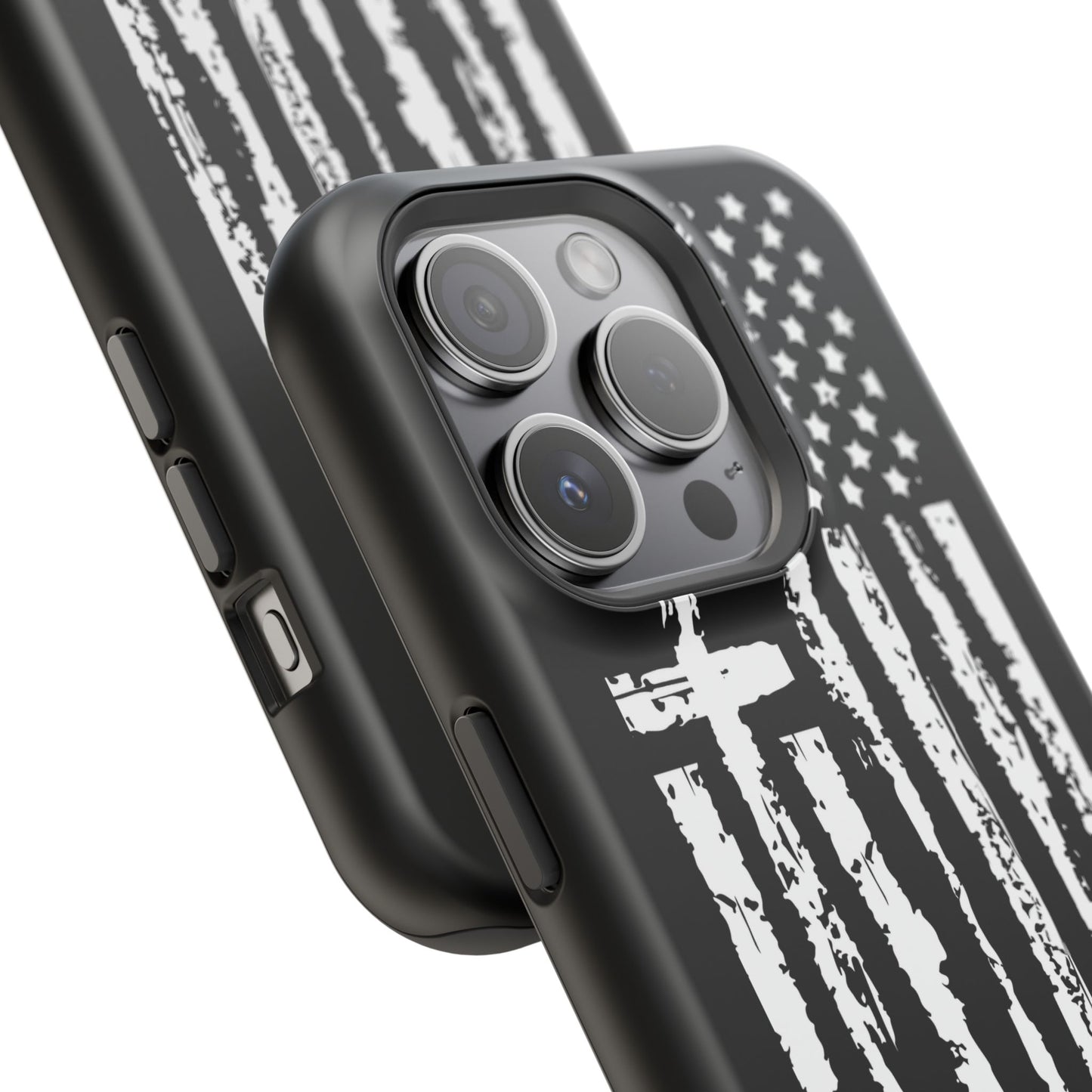 iPhone Tough Case - Faith Over Fear American Flag Cross MagSafe Cover