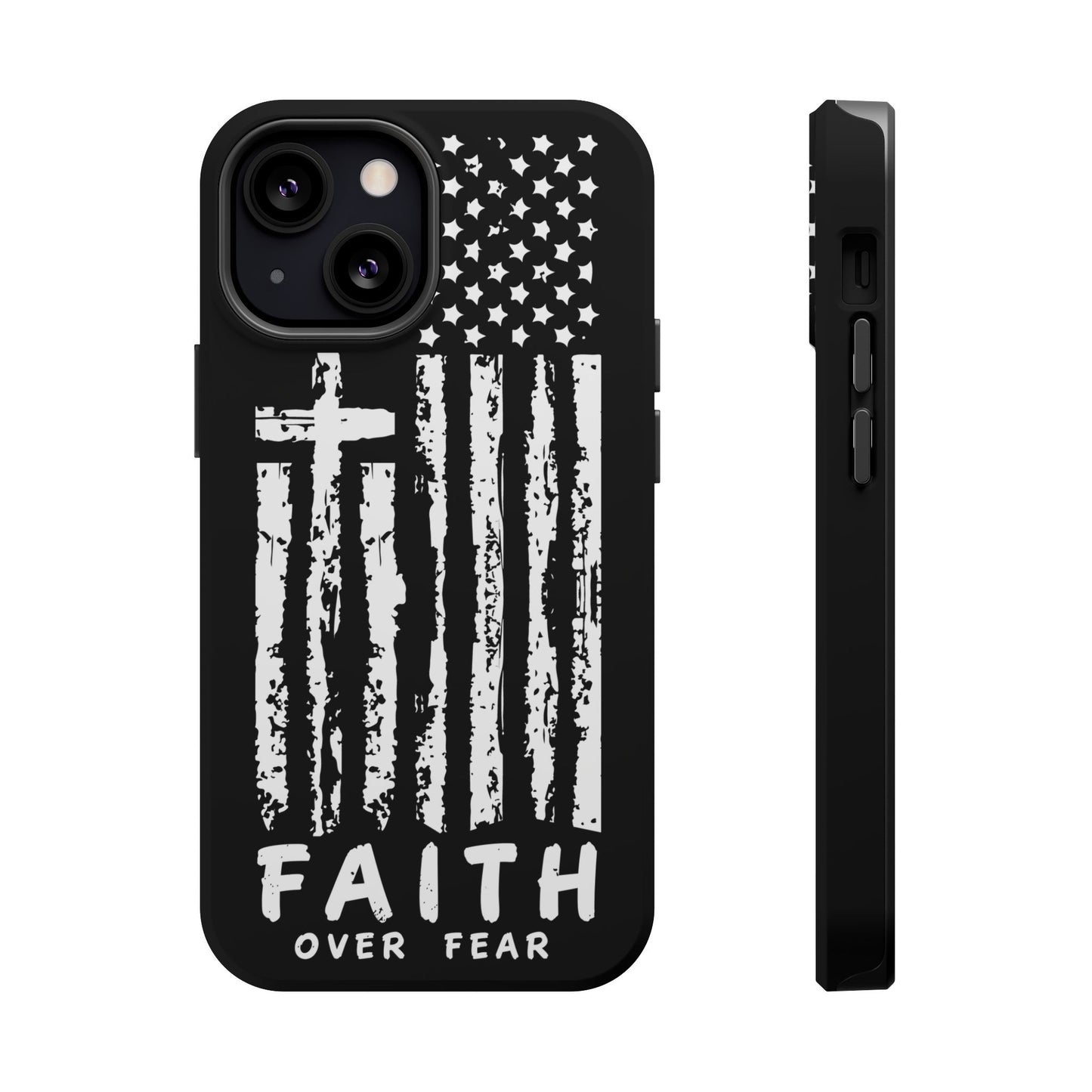 iPhone Tough Case - Faith Over Fear American Flag Cross MagSafe Cover