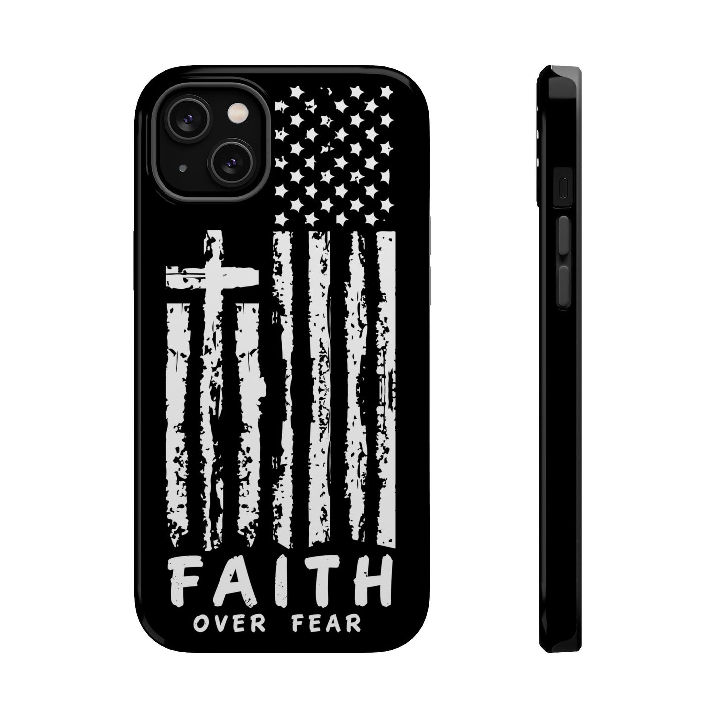 iPhone Tough Case - Faith Over Fear American Flag Cross MagSafe Cover