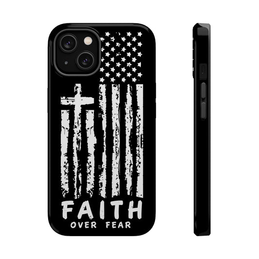 iPhone Tough Case - Faith Over Fear American Flag Cross MagSafe Cover