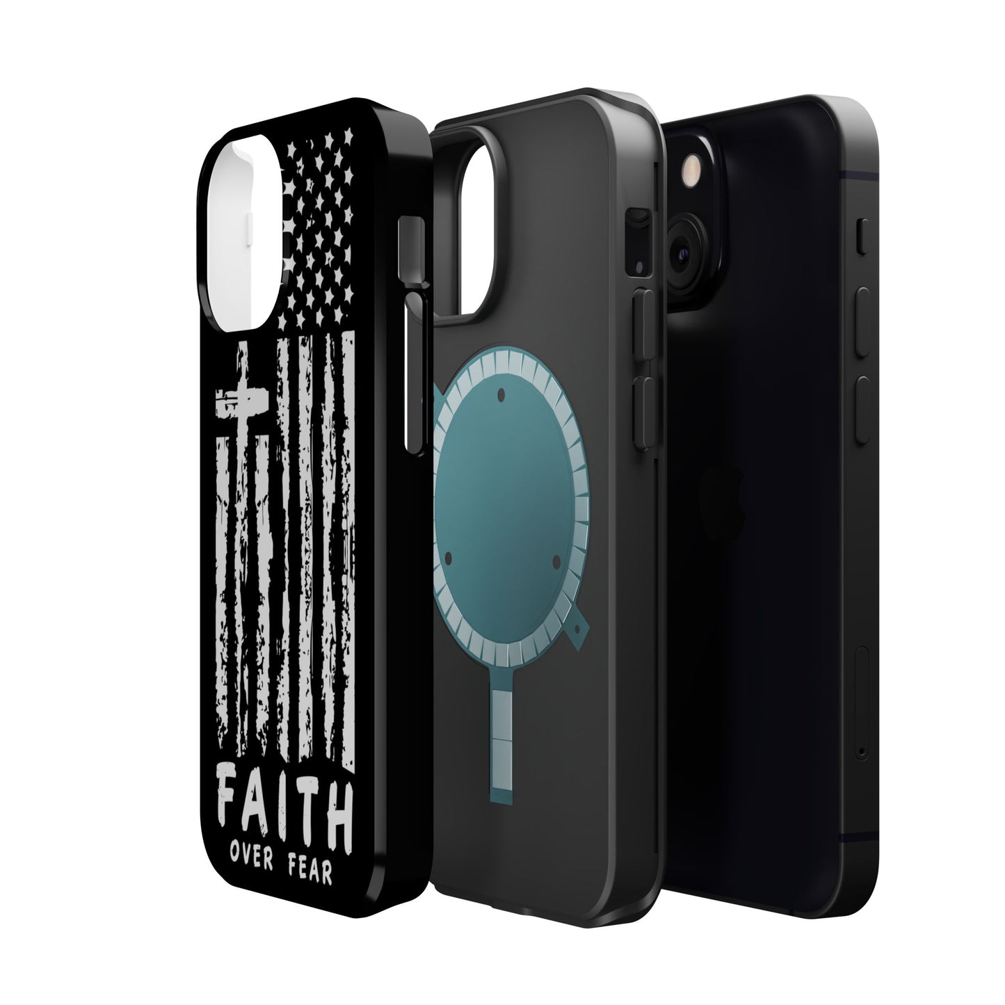 iPhone Tough Case - Faith Over Fear American Flag Cross MagSafe Cover